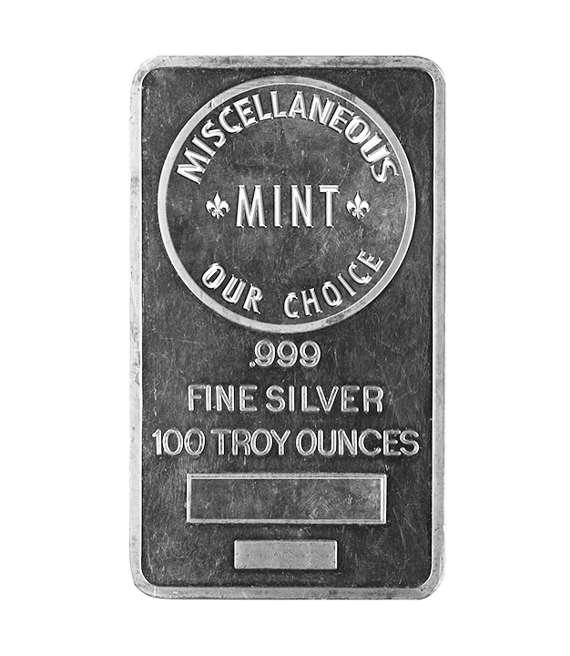 100 OZ SILVER BAR .999 FINE SILVER