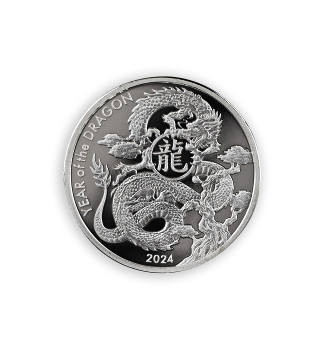 1 OZ SILVER ROUND LUNAR DRAGON ASAHI MINT