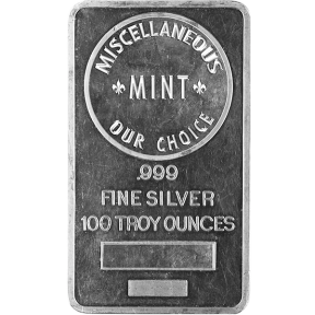 100 OZ SILVER BAR .999 FINE SILVER