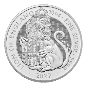 2022 10 OZ SILVER TUDOR BEASTS LION OF ENGLAND