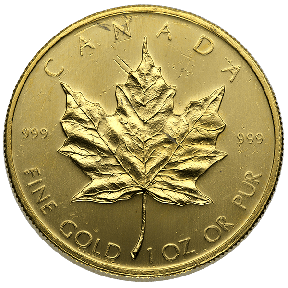 1 OZ CANADIAN GOLD MAPLE LEAF SCRUFFY