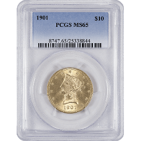 $10 U.S. GOLD LIBERTY PCGS65