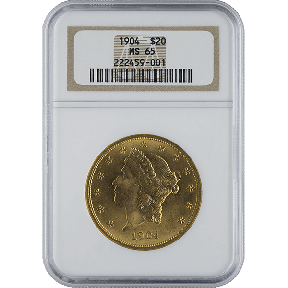 $20 U.S. GOLD LIBERTY NGC65