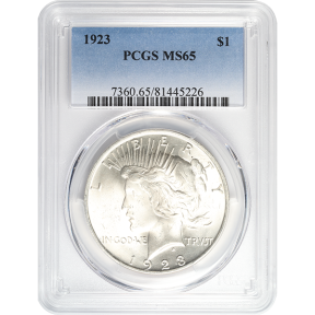 1921-1935 AMERICAN SILVER PEACE DOLLAR PCGS65